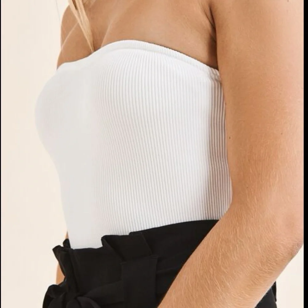Dynamite Ribbed Tube Top in White - Picture 2 of 5